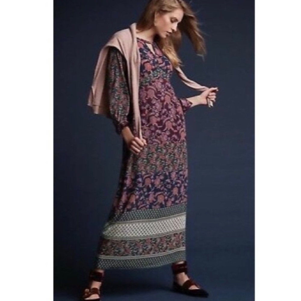 CAbi #3675 Festive Dress In Retro Flower Maxi Dress Prairie/ Boho/ Medium